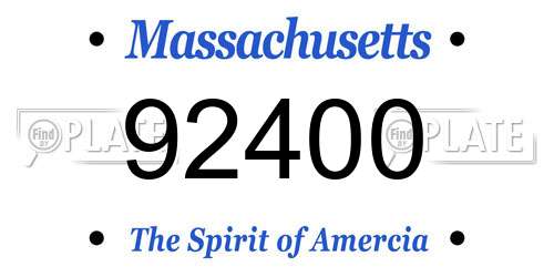 92400 Massachusetts License Plate