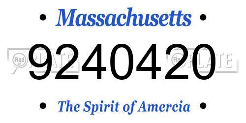 9240420 Massachusetts License Plate