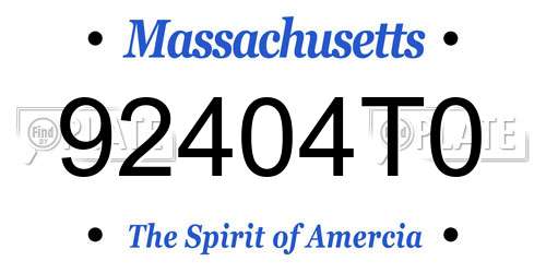 92404T0 Massachusetts License Plate
