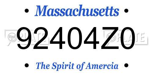 92404Z0 Massachusetts License Plate