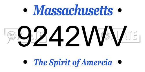 9242WV Massachusetts License Plate