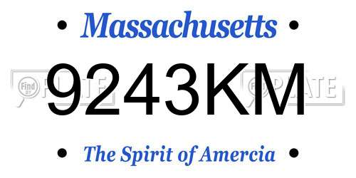 9243KM Massachusetts License Plate