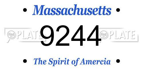 9244 Massachusetts License Plate
