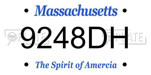 9248DH Massachusetts License Plate