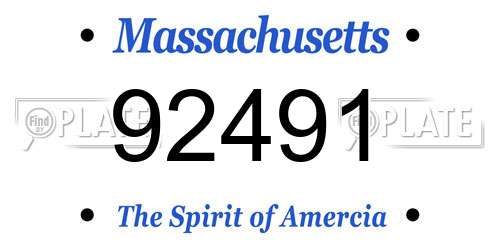 92491 Massachusetts License Plate