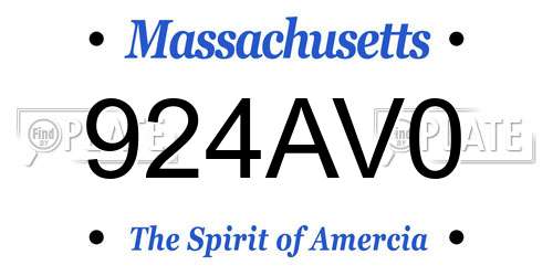 924AV0 Massachusetts License Plate