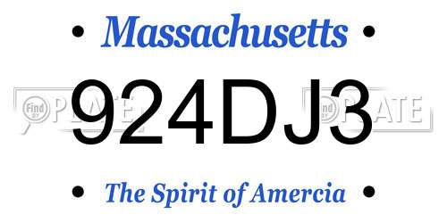 924DJ3 Massachusetts License Plate