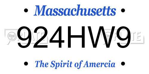 924HW9 Massachusetts License Plate