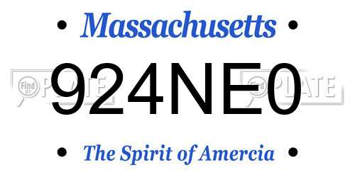 924NE0 Massachusetts License Plate