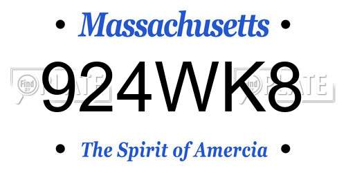 924WK8 Massachusetts License Plate
