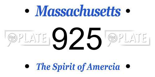 925 Massachusetts License Plate