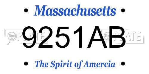9251AB Massachusetts License Plate