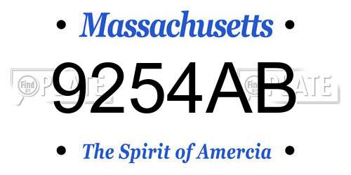 9254AB Massachusetts License Plate