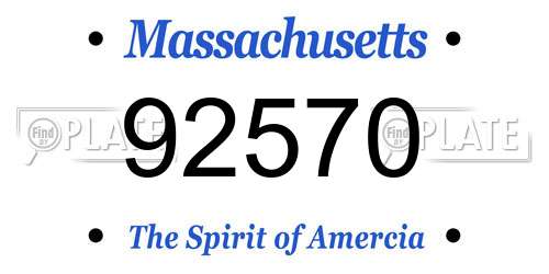 92570 Massachusetts License Plate