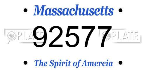 92577 Massachusetts License Plate