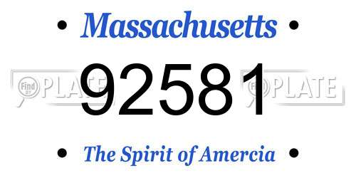 92581 Massachusetts License Plate