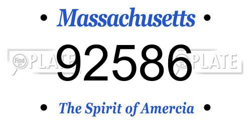 92586 Massachusetts License Plate