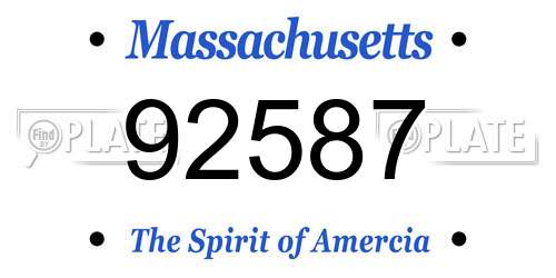 92587 Massachusetts License Plate