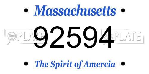 92594 Massachusetts License Plate