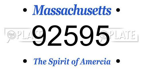 92595 Massachusetts License Plate