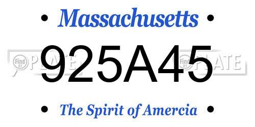 925A45 Massachusetts License Plate