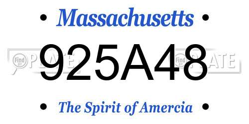 925A48 Massachusetts License Plate