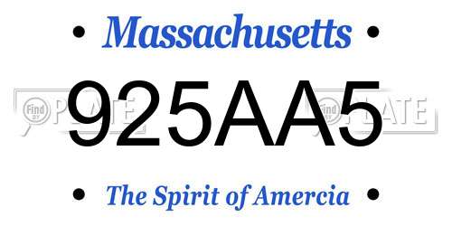 925AA5 Massachusetts License Plate