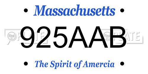 925AAB Massachusetts License Plate