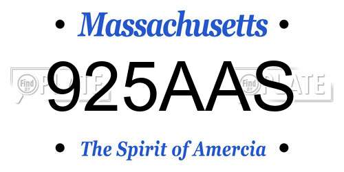 925AAS Massachusetts License Plate