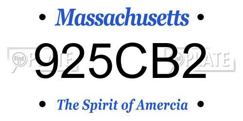 925CB2 Massachusetts License Plate