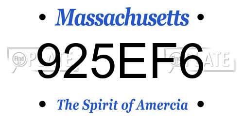 925EF6 Massachusetts License Plate