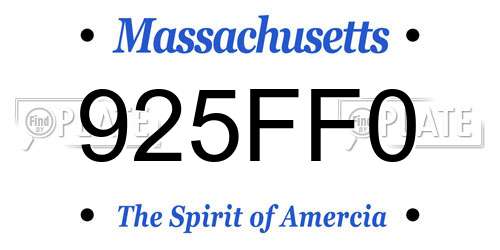 925FF0 Massachusetts License Plate