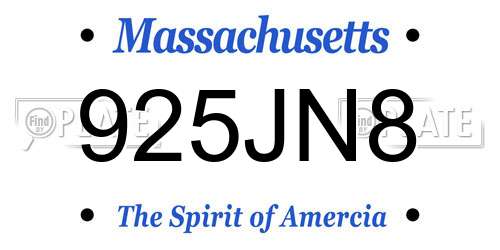 925JN8 Massachusetts License Plate