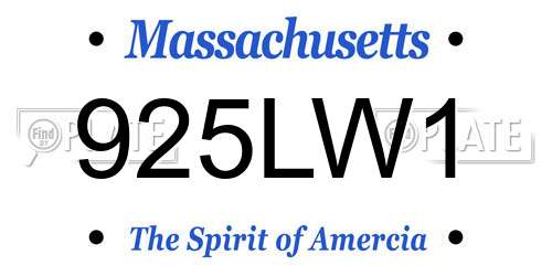 925LW1 Massachusetts License Plate