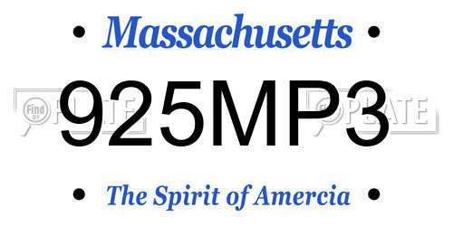 925MP3 Massachusetts License Plate
