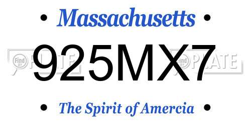 925MX7 Massachusetts License Plate