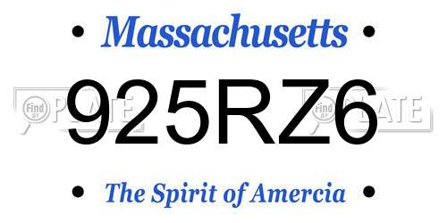 925RZ6 Massachusetts License Plate
