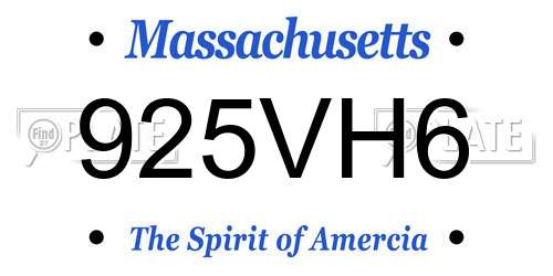 925VH6 Massachusetts License Plate