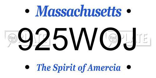 925WOJ Massachusetts License Plate