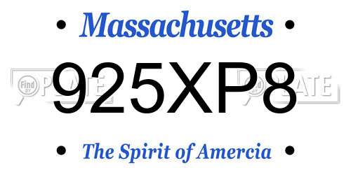 925XP8 Massachusetts License Plate
