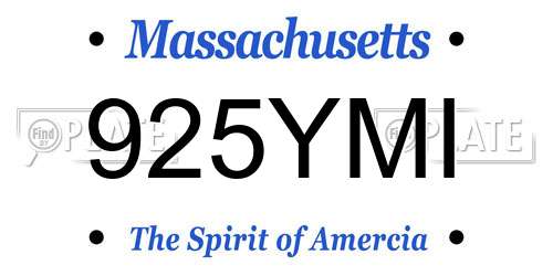 925YMI Massachusetts License Plate