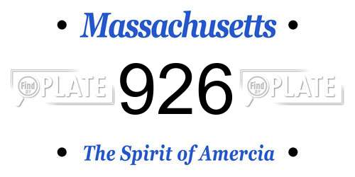 926 Massachusetts License Plate