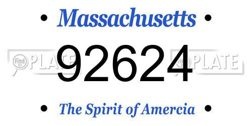 92624 Massachusetts License Plate