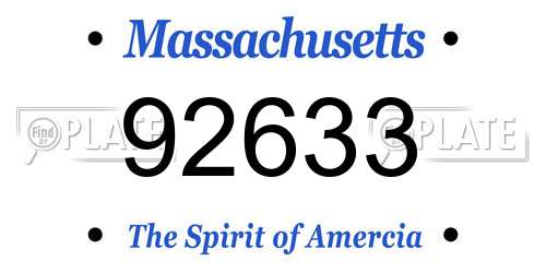 92633 Massachusetts License Plate