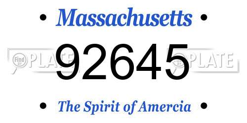 92645 Massachusetts License Plate