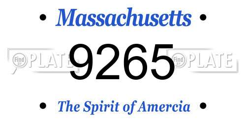 9265 Massachusetts License Plate