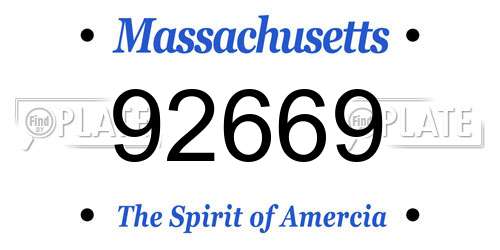 92669 Massachusetts License Plate