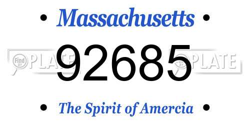 92685 Massachusetts License Plate