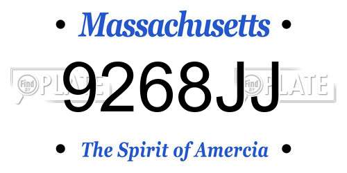 9268JJ Massachusetts License Plate