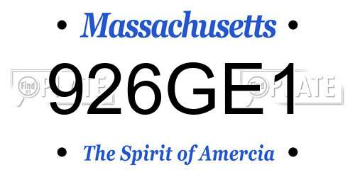 926GE1 Massachusetts License Plate